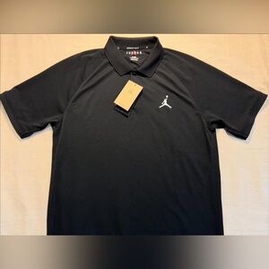 NWT Jordan Golf Polo Black Dry Fit Mint logo Jump Man Sz L